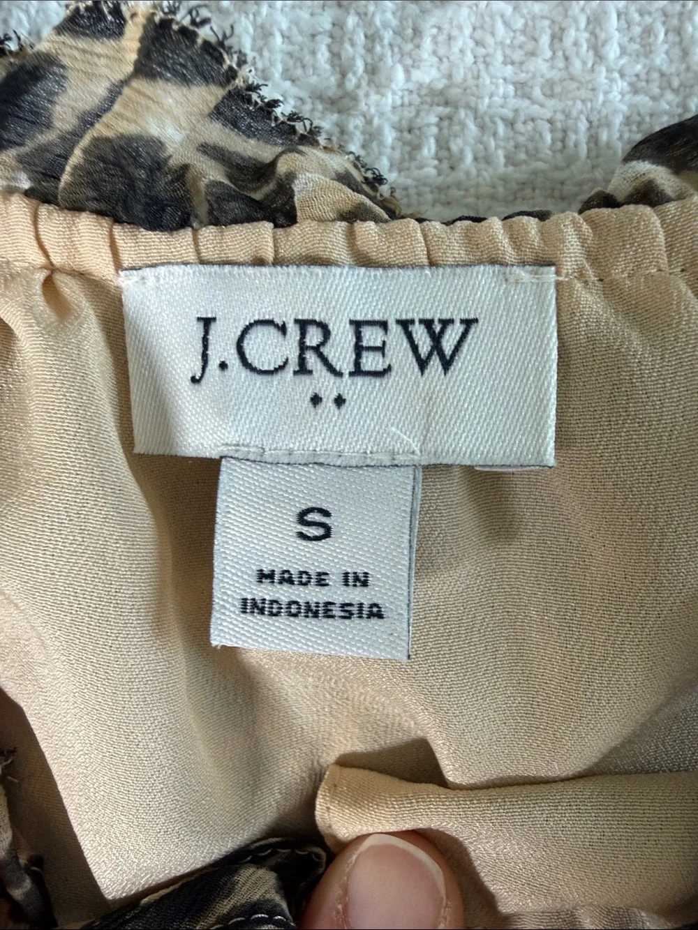J Crew leopard print tie neck sheer lined blouse size small